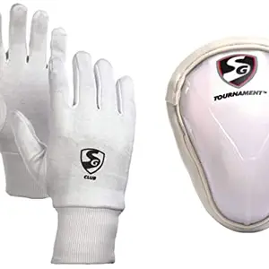 SG Cotton Club Inner Gloves, Adult (Color May Vary) Tournament Abdominal Pads, Adult, Cricket, Large