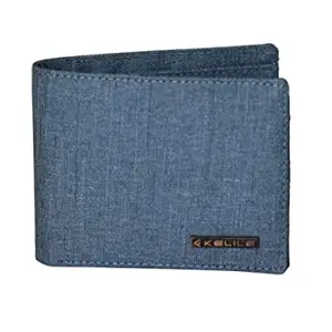 Kelile India RFID Protected Wallet for Men Light Blue Khadi Polyester Fabric Water Resistance - (No Leather)