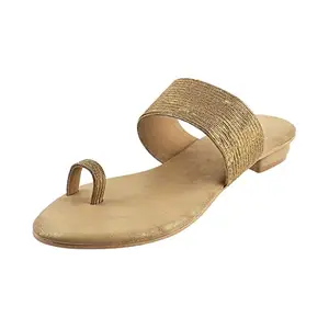 Metro Women Antic Gold Fashion Flat Slip-on UK/3 EU/36 (32-1814)