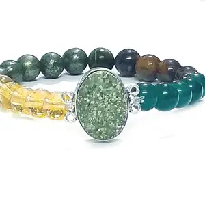 ASTROGHAR Money Magnet Pencil Shaped Natural Crystals Bracelet Pyrite Citrine Green Jade Tiger Eye Crystals Pendant