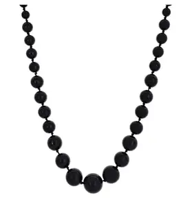 Designer Natural Black Onyx Round Stone Beads Necklace Single Line for Men & Women 22" Hand Knotted 6-8-10mm Black Beads Statment Necklace Unisex Jewelery