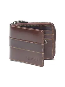 TEAKWOOD LEATHERS Men Brown Solid Zip Around Wallet