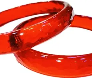 Prem Bangles Original Crystal Cut Glass Bangles For Women (Red, 2.4)