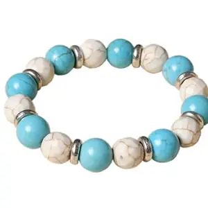 Turquoise and White Natural Stones Bracelet for Women