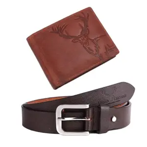 URBAN LEATHER Gift Hamper for Men Genuine Leather Wallet and Genuine Leather Belt Men's Combo Gift Set Combo Leather Gift for Men | Gift for Husband (CMB0205BR)