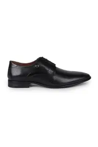 Louis Philippe Men Formal Black Patterned Leather Derby Euro- 42