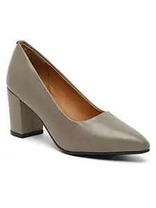 Bruno Manetti Women's Grey Slipon Back Close Pointed Toe Comfort Heels