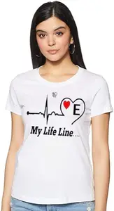 Printed, Typography Women Round Neck White T-Shirt BRI_WPRNT#E001-L