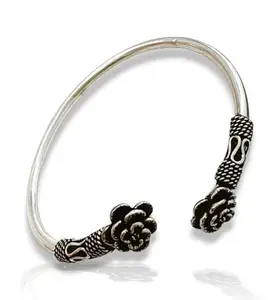 Neersterlings Vintage Style Rose Flower Cuff Bracelet | 925 Sterling Silver | Oxidised Pattern