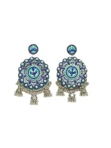 Dulcett India | Bead Earrings | Handmade Bead Earrings with Jhumka | Long Beads Earrings | Beads drop earrings for women | Stylish Beads Earrings for Women and Girls (Blue Colour)