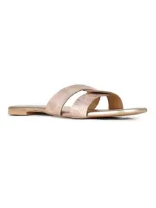 Inc.5 Womens Rose Gold Casual Solid Open Toe Flat Slip-On Sandals