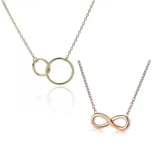 Vembley Combo of 2 Infinity & Double Circle Pendent Necklace For Women/Girls