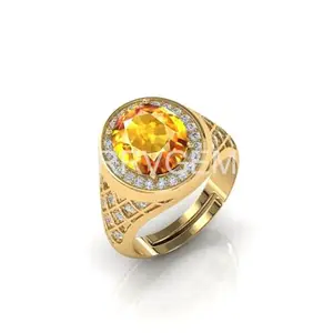 RRVGEM Citrine ring 5.25 Carat sunela ring Handcrafted Finger Ring With Beautifull Stone sunela ring Gold Plated for Men and Women