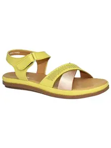 AJANTA Stylish Yellow Flat Sandals for Women
