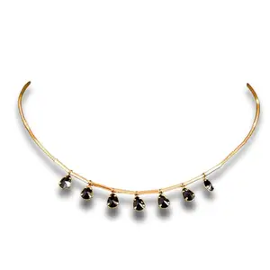 Western Style 1Gram Micro Gold Plated Traditional Elegant Ad Drop Stone Choker Necklace For (Women &Girls) (BLACK)