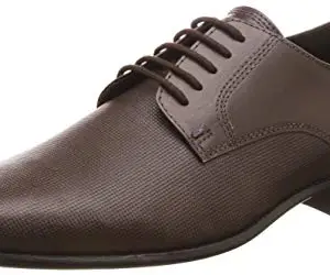 HATS OFF ACCESSORIES Genuine Leather Brown Derby Shoes with Textured Vamp