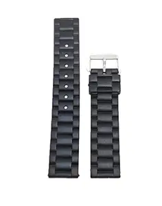 24mm men's black silicone rubber watch strap chain type watch strap