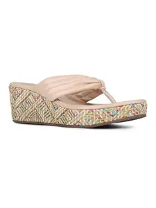 Inc.5 Womens Beige Printed Round Toe Casual Heels Sandals