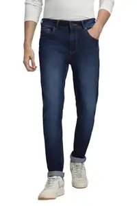 DENNIS LINGO Men's Full Length Cotton Poly Stretch Washed Slim Fit Jeans (Indigo6, 30)