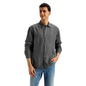 Levi's Men's Solid Fitted Shirt (A7804-0054 Grey