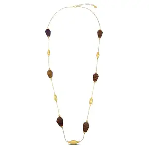 Accessorize London Women's Gold Wooden Bead Long Rope Necklace