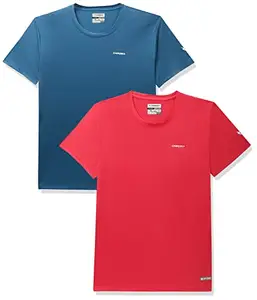 Charged Brisk-002 Melange Round Neck Sports T-Shirt Red Size Xl And Charged Energy-004 Interlock Knit Hexagon Emboss Round Neck Sports T-Shirt Teal Size Xl