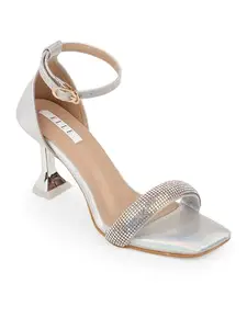 Elle,Women Sandals,Silver,UK-8