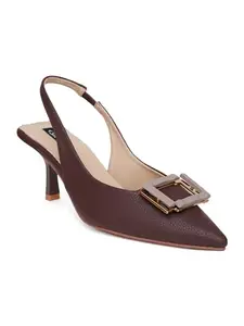 SHERRIF Women'S Brown Color Stiletto Heel Pumps (Sf-4585-Brown-40)