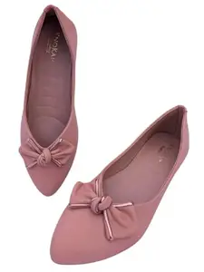 KNOKAP Women's Slip-On Light-Weight & Comfortable Casual Ballerinas | Semi-Formals, Smart-Casual, Travel & Shopping, Office Bellies | Soft Cushioned Footbed with Anti Skid Outsole | Peach