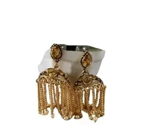 BHUMI FASHION Artificial Fancy Traditional Jhumki Earrings For Women And Girls (Golden)