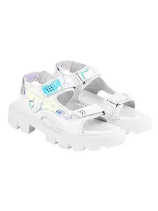 Stylestry Smart Casual White Sandals For Women & Girls /UK6