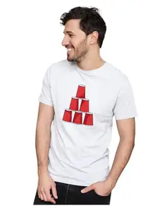 Men's & Women's Regular Fit T-Shirt Just Be Happy - Smile 100% Cotton Unise T-Shirt White|FemaleXL(STACKP10-White XL Men Goal)