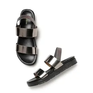 Marc Loire Women Embellished Platform Heel Fashion Sandal with Adjustable Ankle Strap (Gun Metal, 4)