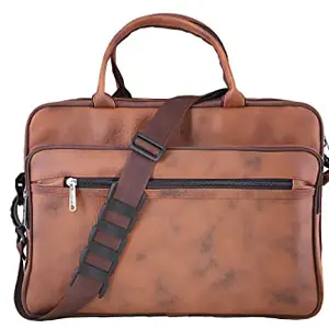 Radhe Krishna Radhe Krishna Leather Laptop Bag (Tan, 19 x 5 x 12 inch)