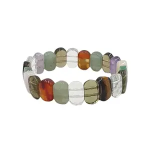 Sahiba Gems Natural Seven Chakra Stone Bracelet For Reiki Chakra Healing Yoga Meditation ~ 10 mm Diamond Cut Beads