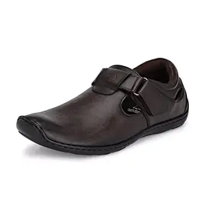 HITZ Men's Brown Leather Shoe-Style Sandals - UK 5