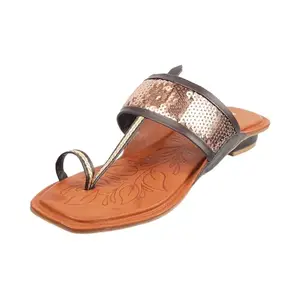 Walkway By Metro Brands Women's Bronze Synthetic Sandals 4-UK (37 EU) (32-1586)