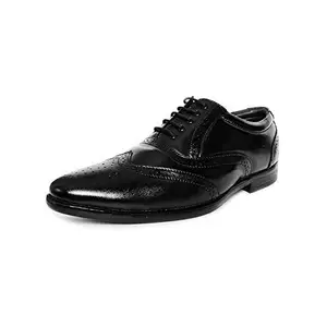 Mcjicop Mens Genuine Leather Brouges Lace Up (Black)