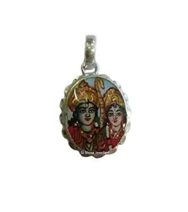 SJ Shree Jewellers 925 Sterling Silver Meenakari Sita Ram Pendant for Men & Women without chain