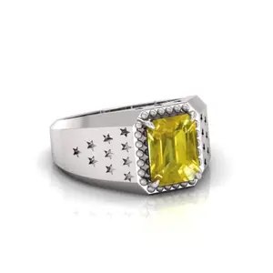 Yellow Sapphire Original Stone Adjustable Ring For Men And Women With Lab Certified A13