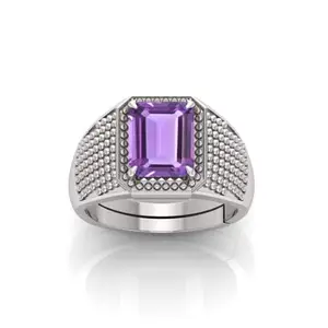 RRVGEM Natural Certified AMETHYST (Katela) Unheated Untreatet 14.00 Ratti panchdhatu ring Silver Plated Ring for Men's/Women's