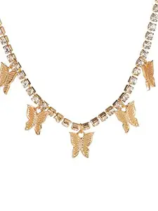 OOMPH Jewellery Gold Tone Crystal Butterfly Party Fashion Choker Necklace For Women & Girls Stylish Latest