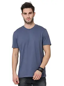 Generic Best in The World cm Punk 100% Biowash Half Sleeve t-Shirt Men's Round Neck Regular Fit Plain T-Shirt Blue