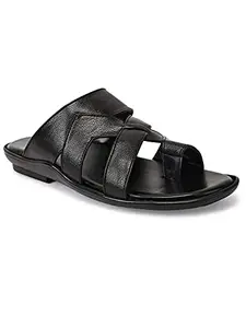 APSIS Synthetic Leather Solid Comfort Sandals for Men(Black_9)