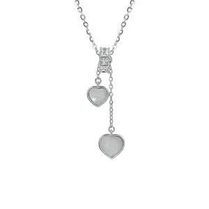 MAA SILVER Pure Silver Interwined Hearts Pendant Necklace with Cubic Zirconia & Adjustable Chain | For Women, Girls | Gift for Valentine's Day (92.5 Sterling Silver)