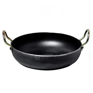 Shoppiee Happiee - Traditional Iron deep Kadai Frying Pan for Cooking (30 cm)