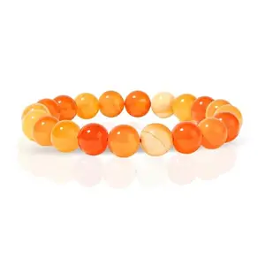 Plus Value Natural Red Carnelian Bracelet Reiki Chakra Crystals Healing for Men Women Boys and Girls (10mm Beads)