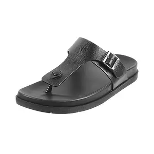 Metro Men Black Flat Casual/Comfort Synthetic Leather Chappal UK/10 EU/44 (16-761)