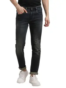Turtle Turrtle Men Cotton Stretch Narrow Fit Black Jeans