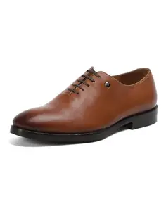 Monte Carlo Mens Tan Solid Lace Up Genuine Leather Formal Oxford Shoes (201827FW-1-6)